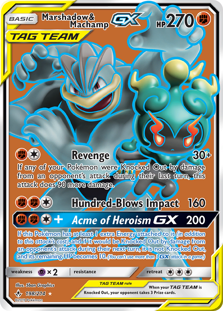 Marshadow & Machamp GX (198/214) [Sun & Moon: Unbroken Bonds] | Jomio and Rueliete's Cards and Comics