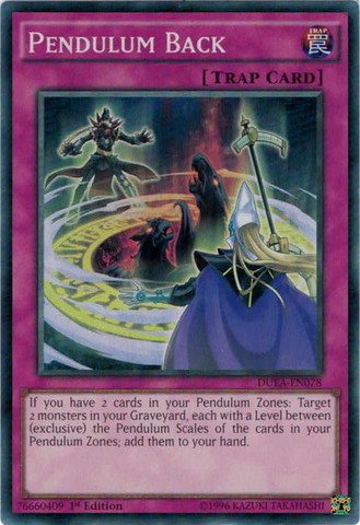 Pendulum Back [DUEA-EN078] Super Rare | Jomio and Rueliete's Cards and Comics