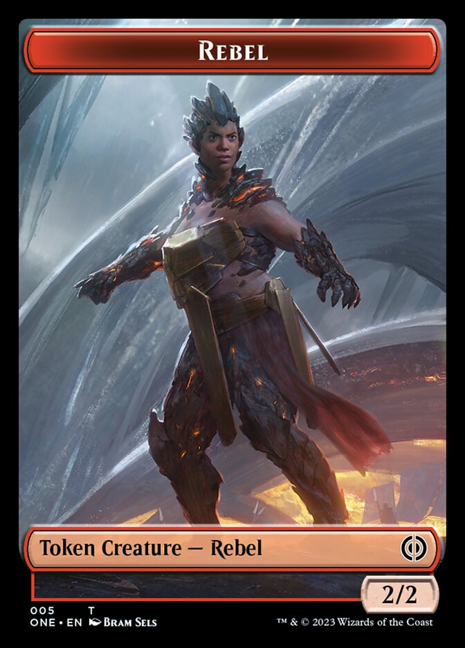Rebel // Phyrexian Germ Double-Sided Token [Phyrexia: All Will Be One Commander Tokens] | Jomio and Rueliete's Cards and Comics