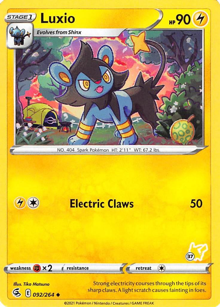 Luxio (092/264) (Pikachu Stamp #37) [Battle Academy 2022] | Jomio and Rueliete's Cards and Comics