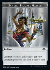 Powerstone // Saheeli, Filigree Master Emblem Double-Sided Token [The Brothers' War Tokens] | Jomio and Rueliete's Cards and Comics