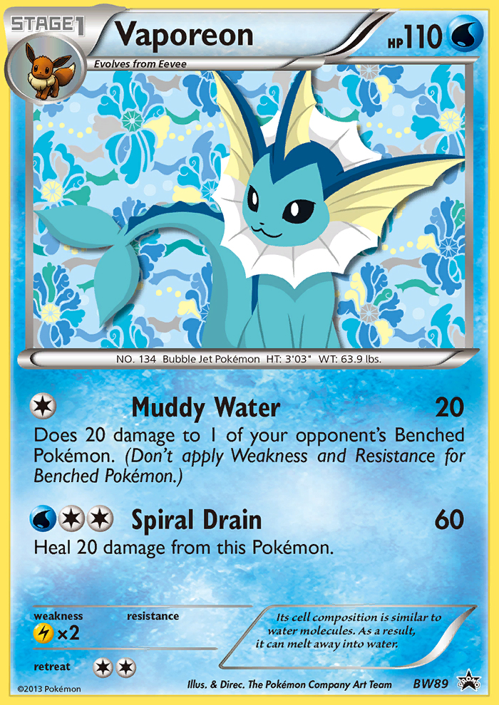 Vaporeon (BW89) [Black & White: Black Star Promos] | Jomio and Rueliete's Cards and Comics