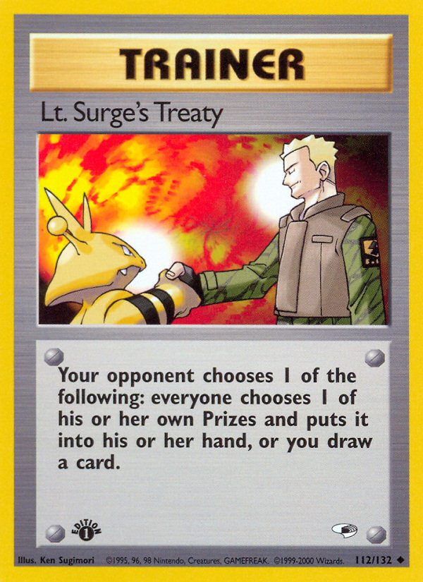 Lt. Surge's Treaty (112/132) [Gym Heroes 1st Edition] | Jomio and Rueliete's Cards and Comics