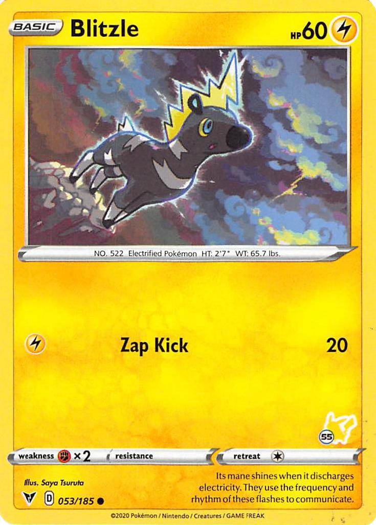 Blitzle (053/185) (Pikachu Stamp #55) [Battle Academy 2022] | Jomio and Rueliete's Cards and Comics