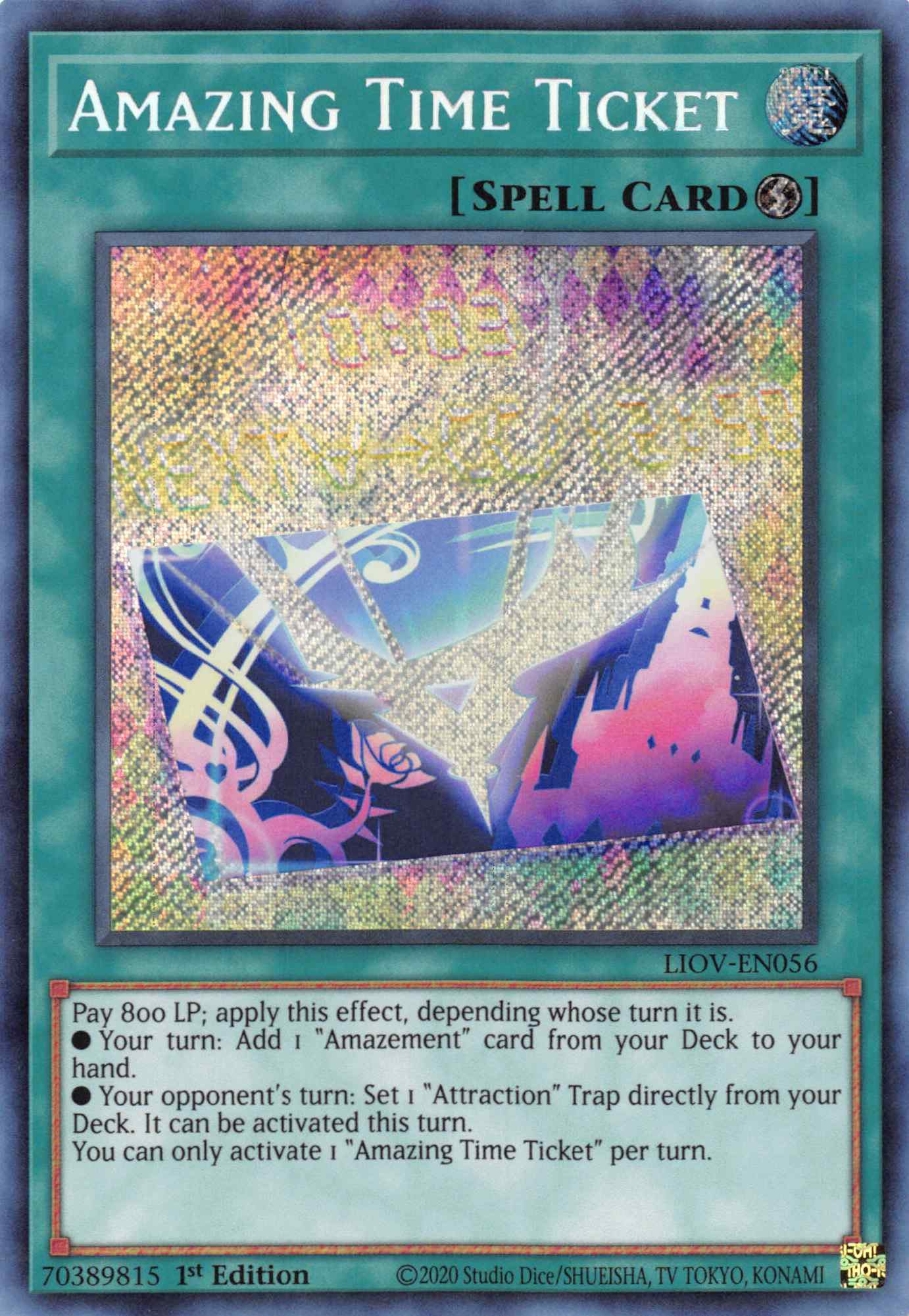 Amazing Time Ticket [LIOV-EN056] Secret Rare | Jomio and Rueliete's Cards and Comics
