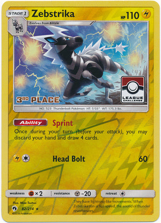 Zebstrika (82/214) (League Promo 3rd Place) [Sun & Moon: Lost Thunder] | Jomio and Rueliete's Cards and Comics