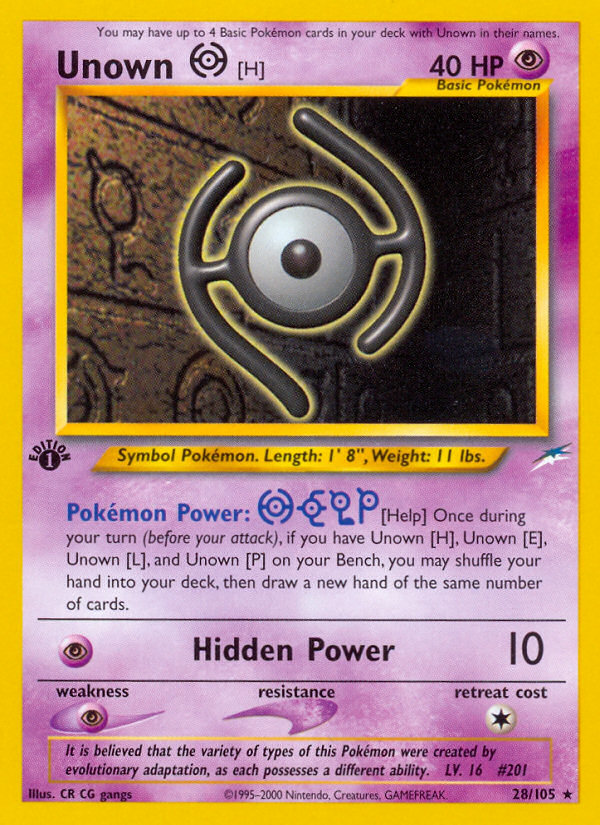 Unown [H] (28/105) [Neo Destiny 1st Edition] | Jomio and Rueliete's Cards and Comics