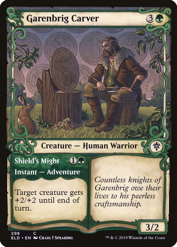 Garenbrig Carver // Shield's Might (Showcase) [Throne of Eldraine] | Jomio and Rueliete's Cards and Comics