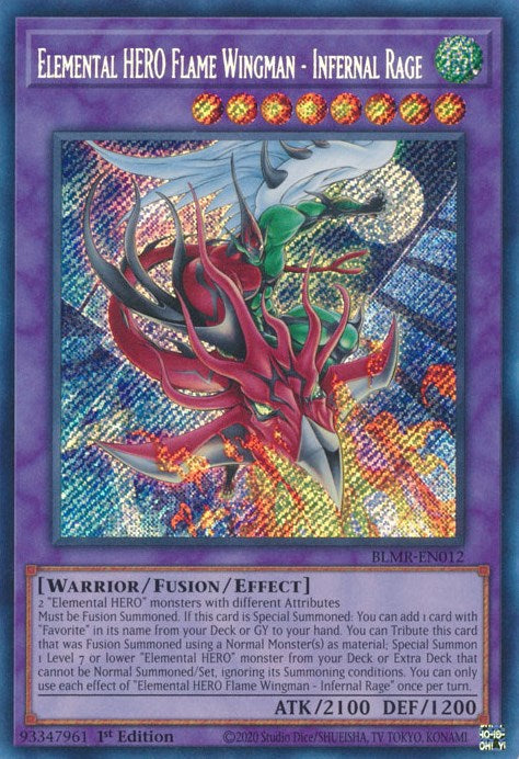 Elemental HERO Flame Wingman - Infernal Rage [BLMR-EN012] Secret Rare | Jomio and Rueliete's Cards and Comics
