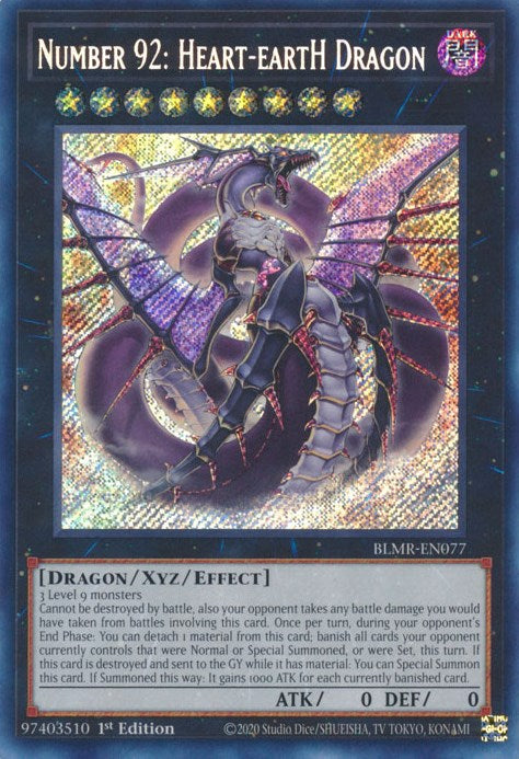 Number 92: Heart-eartH Dragon [BLMR-EN077] Secret Rare | Jomio and Rueliete's Cards and Comics