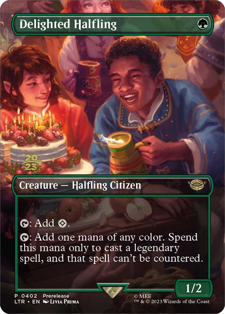 Delighted Halfling (402) [The Lord of the Rings: Tales of Middle-Earth Prerelease Promos] | Jomio and Rueliete's Cards and Comics