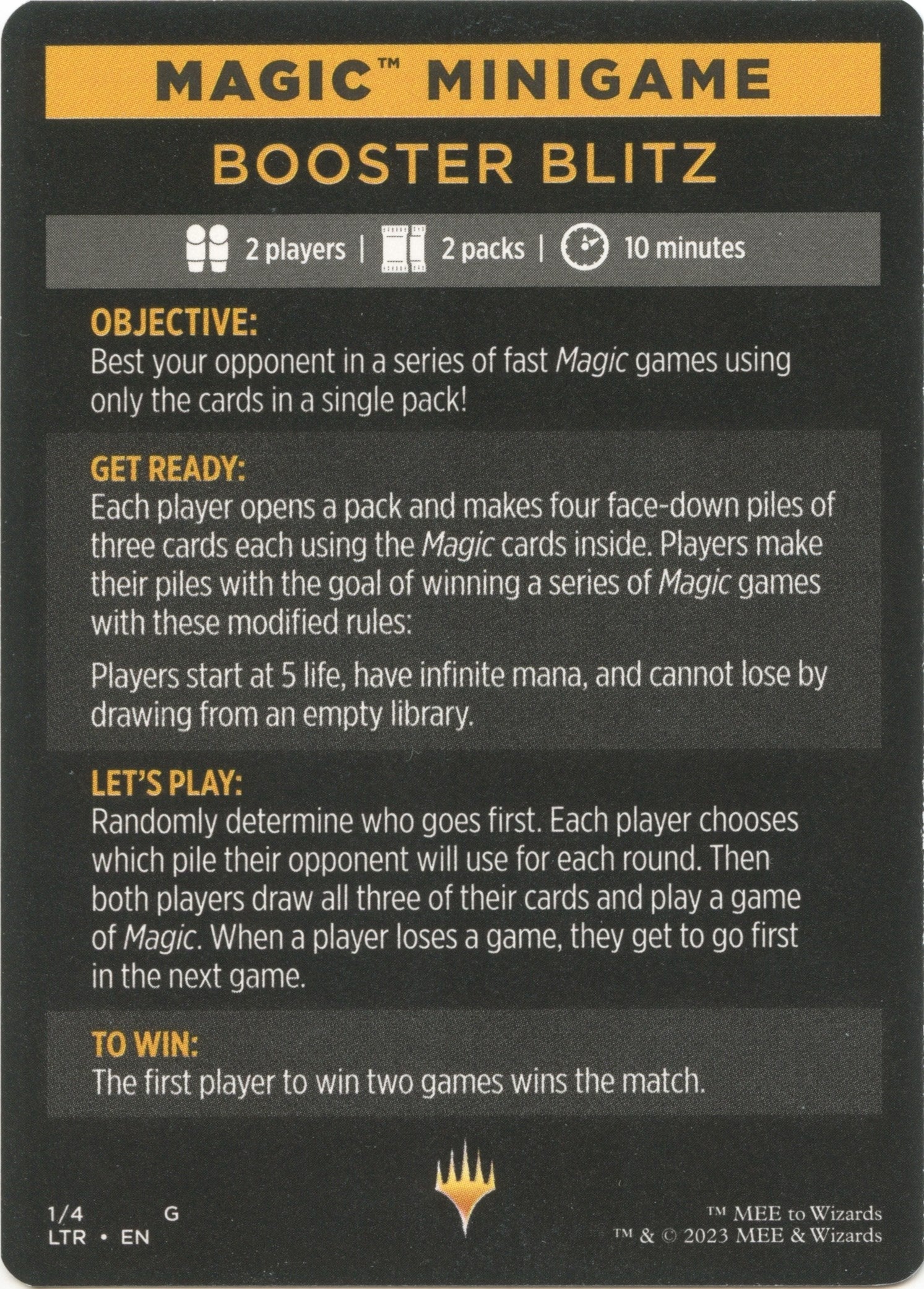 Booster Blitz (Magic Minigame) [The Lord of the Rings: Tales of Middle-Earth Minigame] | Jomio and Rueliete's Cards and Comics