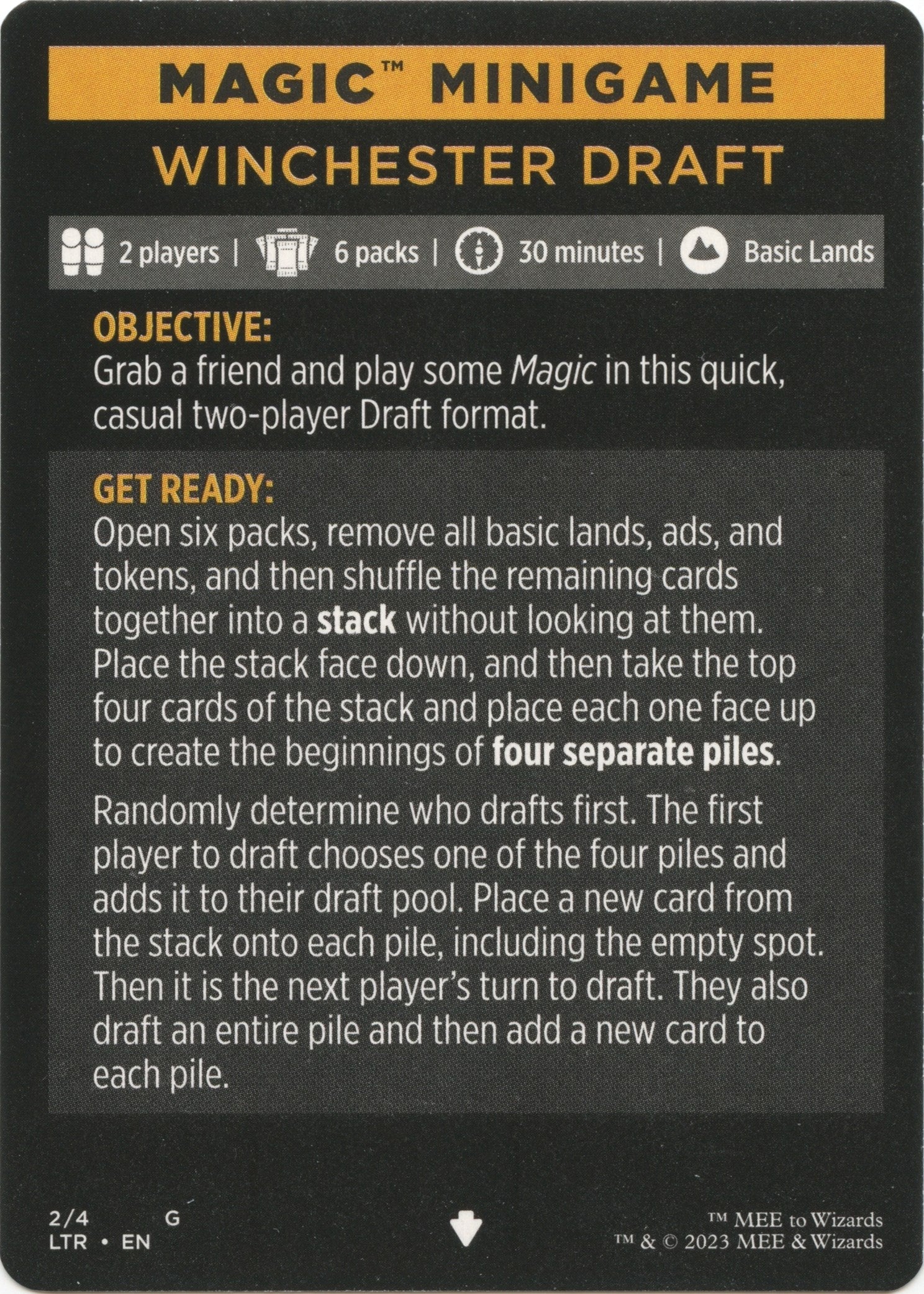 Winchester Draft (Magic Minigame) [The Lord of the Rings: Tales of Middle-Earth Minigame] | Jomio and Rueliete's Cards and Comics
