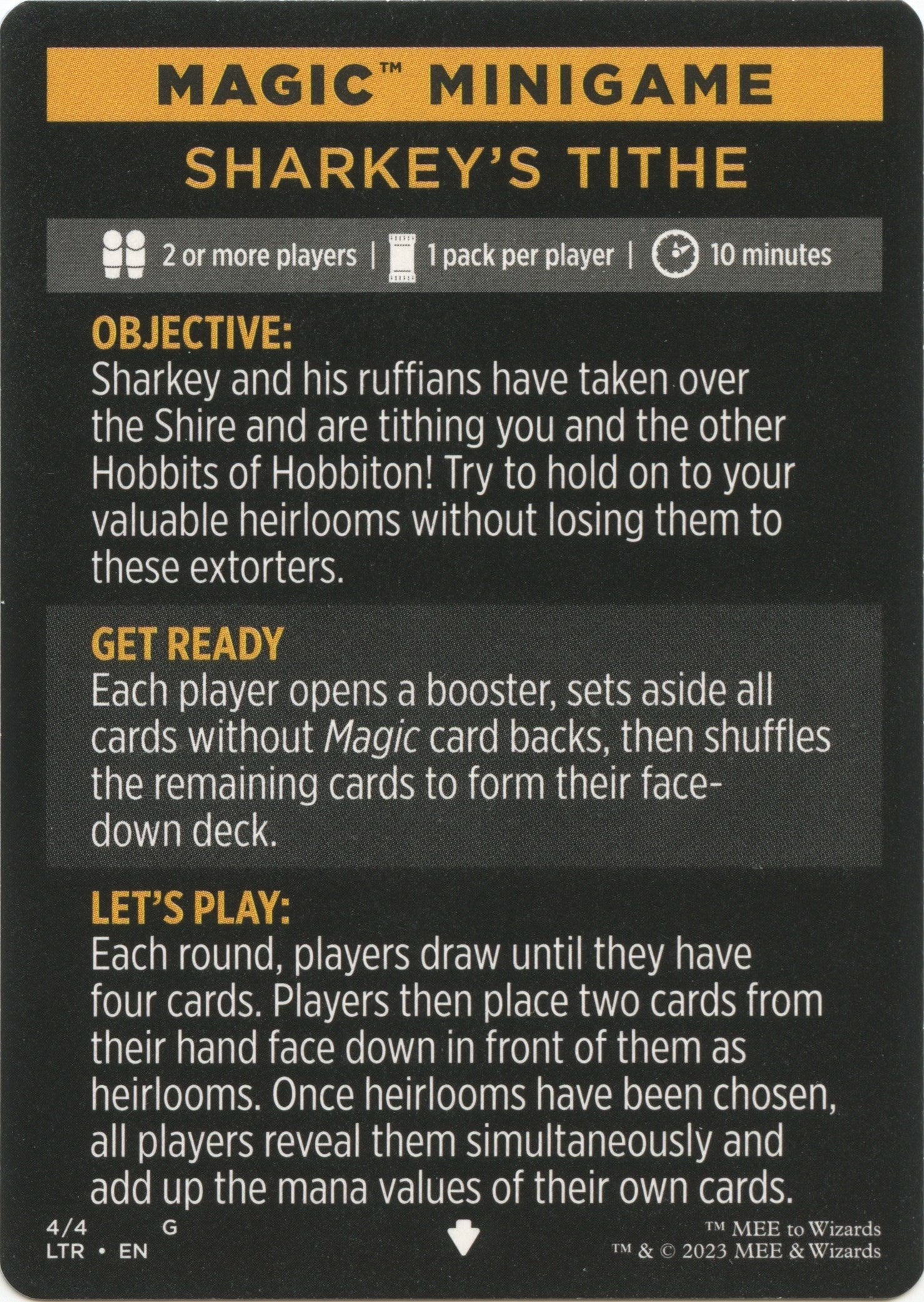Sharkey's Tithe (Magic Minigame) [The Lord of the Rings: Tales of Middle-Earth Minigame] | Jomio and Rueliete's Cards and Comics