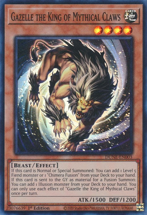 Gazelle the King of Mythical Claws [DUNE-EN003] Super Rare | Jomio and Rueliete's Cards and Comics