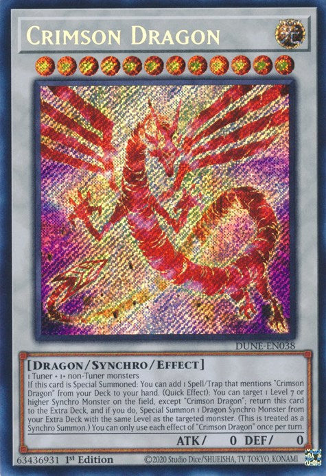 Crimson Dragon [DUNE-EN038] Secret Rare | Jomio and Rueliete's Cards and Comics