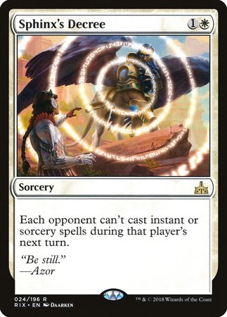 Sphinx's Decree [Rivals of Ixalan] | Jomio and Rueliete's Cards and Comics