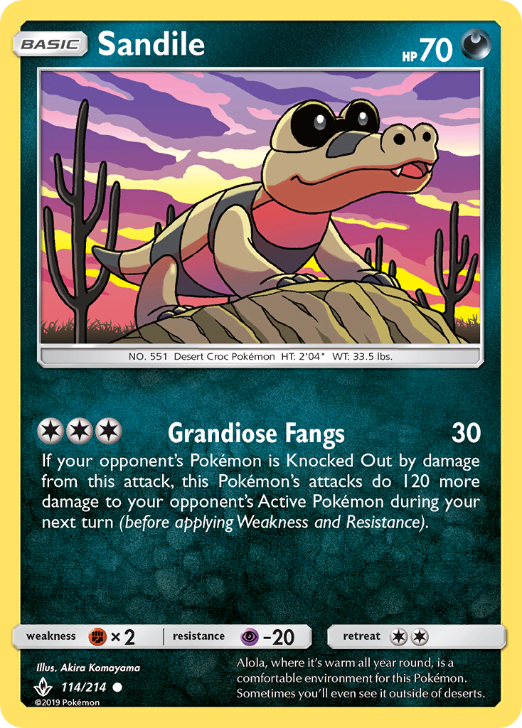 Sandile (114/214) [Sun & Moon: Unbroken Bonds] | Jomio and Rueliete's Cards and Comics