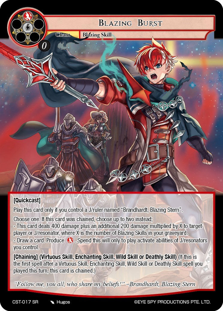 Blazing Burst (CST-017 SR) [Clash of the Star Trees] | Jomio and Rueliete's Cards and Comics
