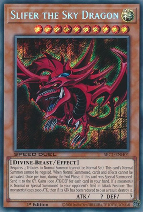 Slifer the Sky Dragon [SBC1-ENH01] Secret Rare | Jomio and Rueliete's Cards and Comics
