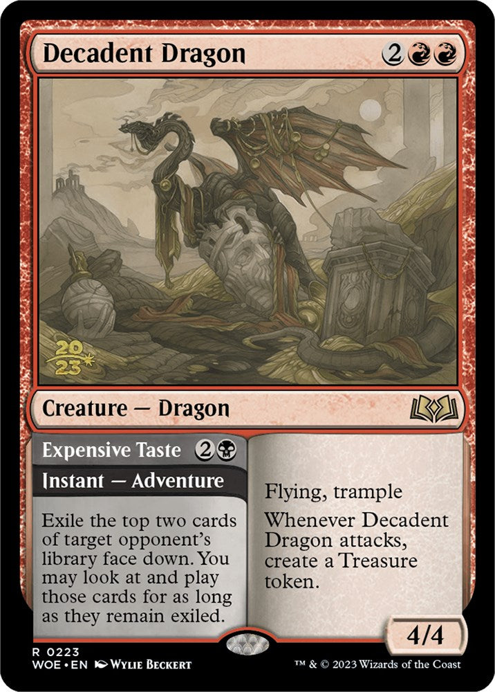 Decadent Dragon // Expensive Taste [Wilds of Eldraine Prerelease Promos] | Jomio and Rueliete's Cards and Comics