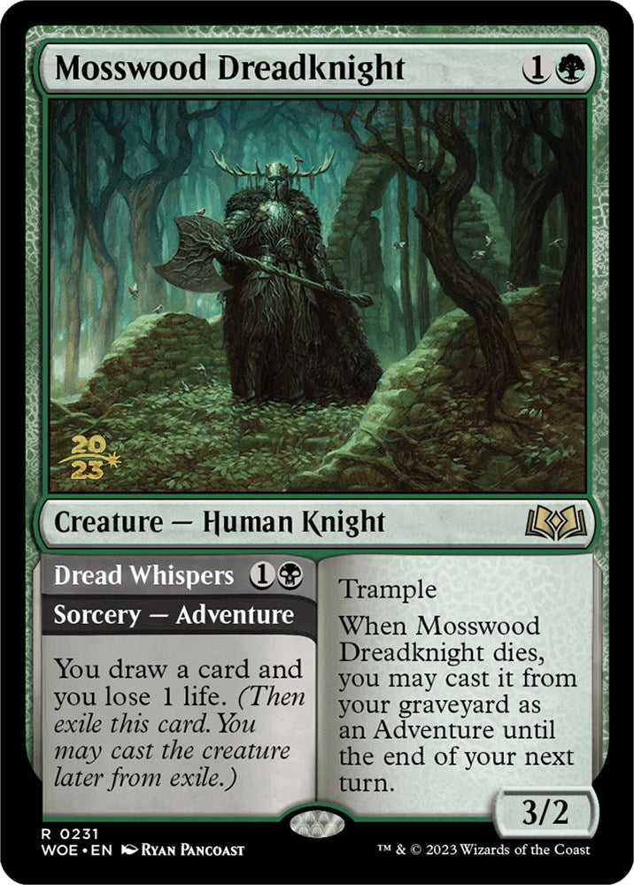 Mosswood Dreadknight // Dread Whispers [Wilds of Eldraine Prerelease Promos] | Jomio and Rueliete's Cards and Comics