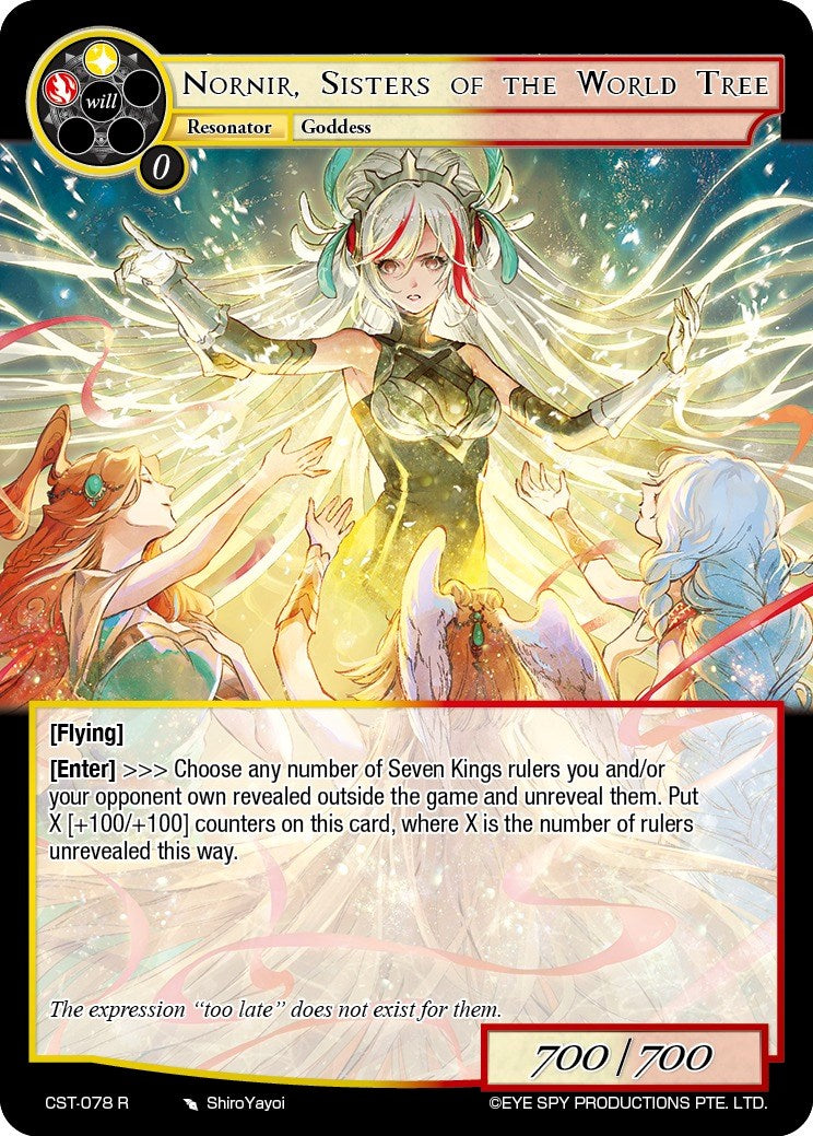 Nornir, Sisters of the World Tree (CST-078 R) [Clash of the Star Trees] | Jomio and Rueliete's Cards and Comics