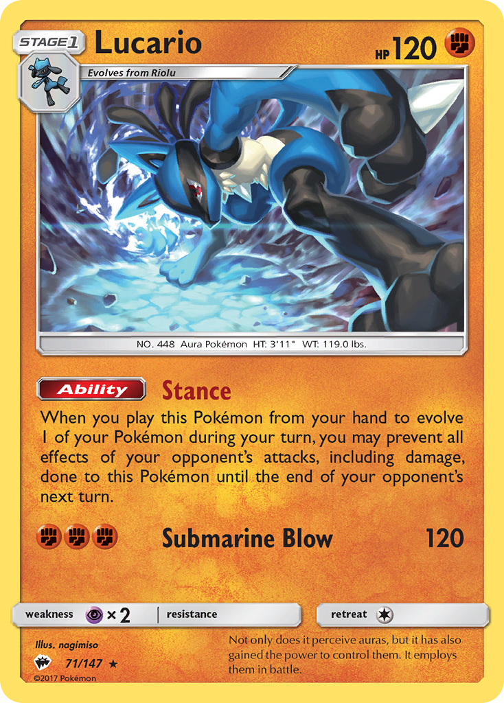 Lucario (71/147) [Sun & Moon: Burning Shadows] | Jomio and Rueliete's Cards and Comics