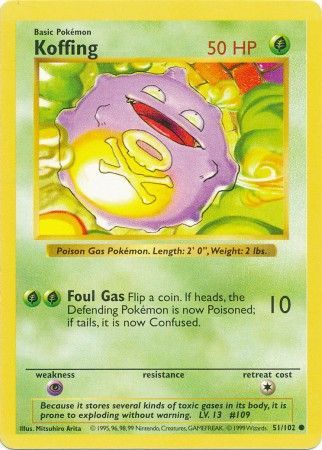 Koffing (51/102) [Base Set Shadowless Unlimited] | Jomio and Rueliete's Cards and Comics