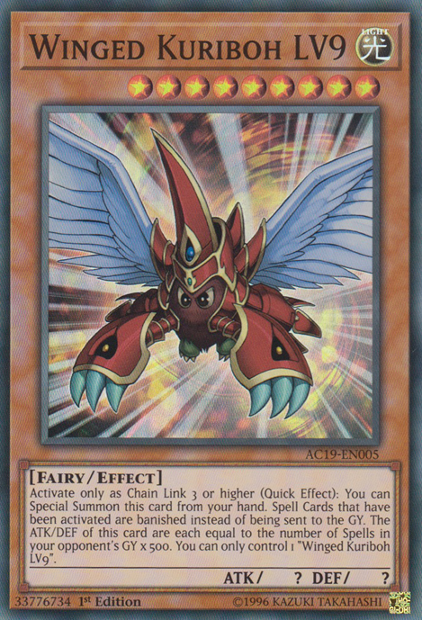 Winged Kuriboh LV9 [AC19-EN005] Super Rare | Jomio and Rueliete's Cards and Comics