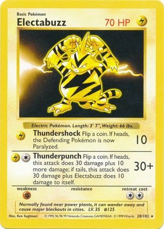 Electabuzz (20/102) [Base Set Shadowless Unlimited] | Jomio and Rueliete's Cards and Comics