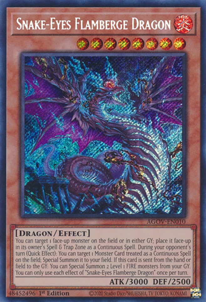 Snake-Eyes Flamberge Dragon [AGOV-EN010] Secret Rare | Jomio and Rueliete's Cards and Comics
