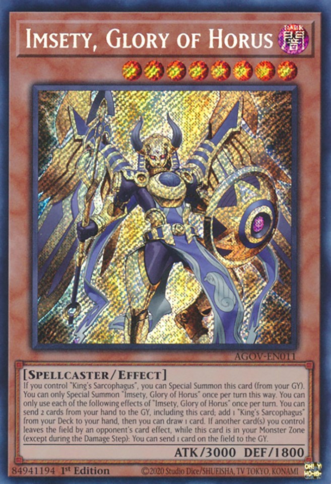 Imsety, Glory of Horus [AGOV-EN011] Secret Rare | Jomio and Rueliete's Cards and Comics