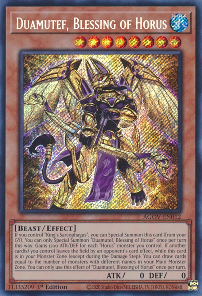 Duamutef, Blessing of Horus [AGOV-EN012] Secret Rare | Jomio and Rueliete's Cards and Comics