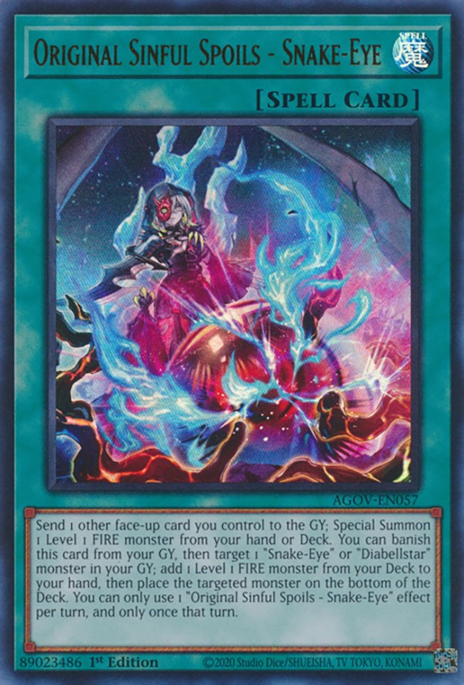 Original Sinful Spoils - Snake-Eye [AGOV-EN057] Ultra Rare | Jomio and Rueliete's Cards and Comics