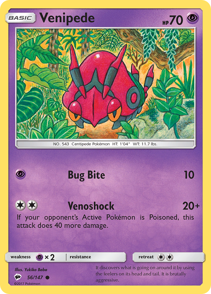 Venipede (56/147) [Sun & Moon: Burning Shadows] | Jomio and Rueliete's Cards and Comics