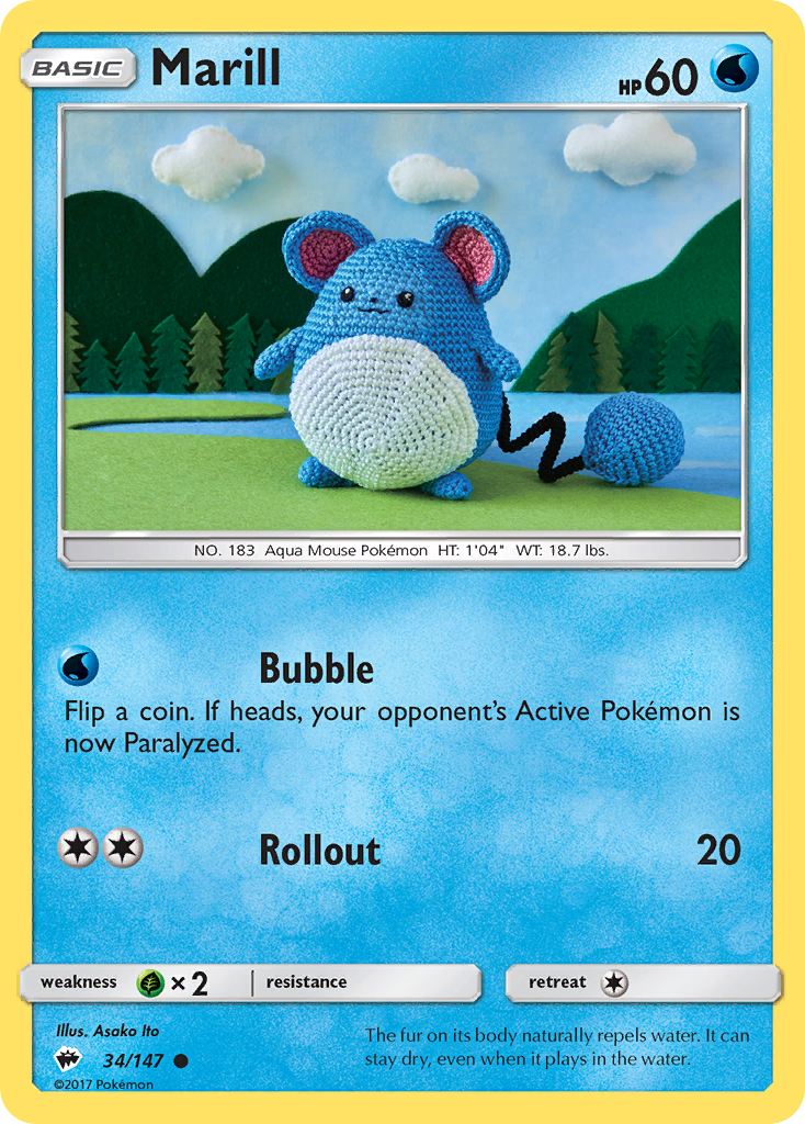 Marill (34/147) [Sun & Moon: Burning Shadows] | Jomio and Rueliete's Cards and Comics