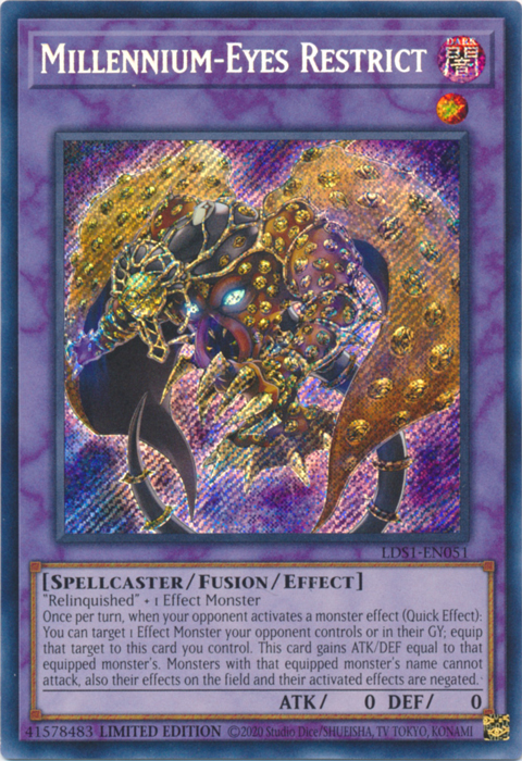 Millennium-Eyes Restrict [LDS1-EN051] Secret Rare | Jomio and Rueliete's Cards and Comics
