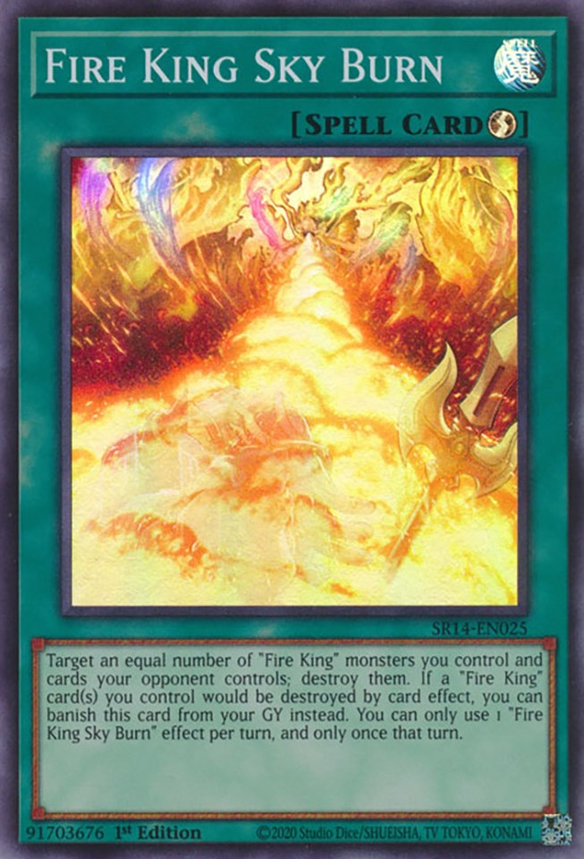 Fire King Sky Burn [SR14-EN025] Super Rare | Jomio and Rueliete's Cards and Comics