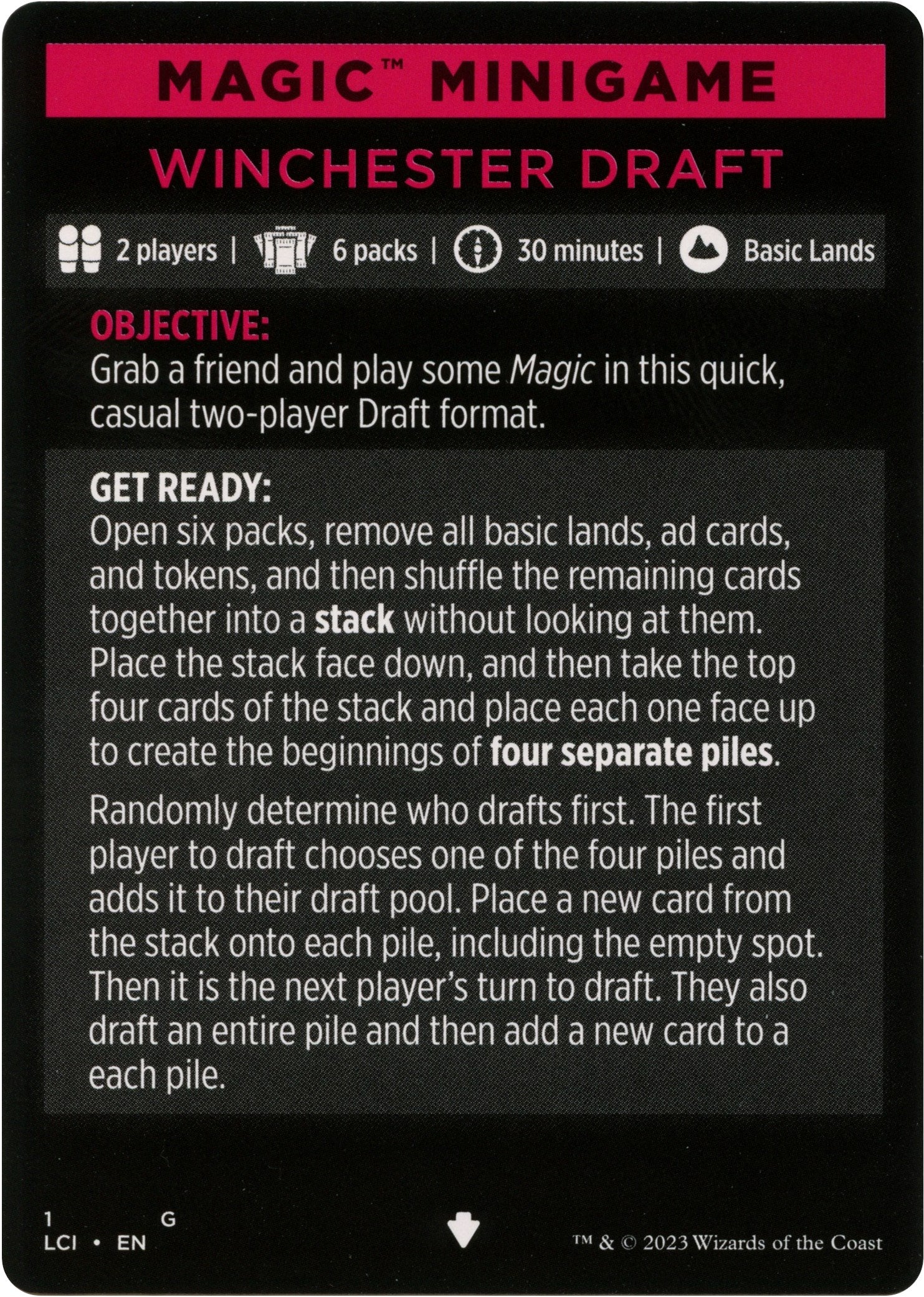 Winchester Draft (Magic Minigame) [The Lost Caverns of Ixalan Minigame] | Jomio and Rueliete's Cards and Comics