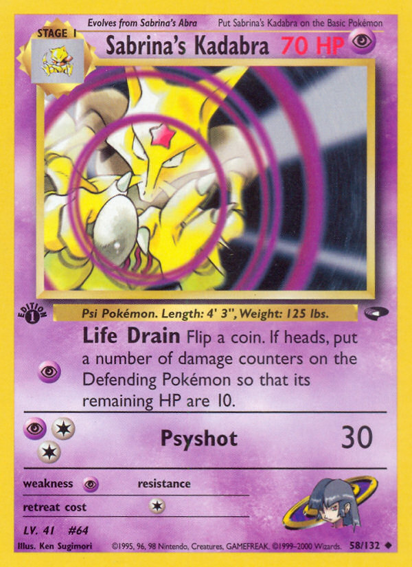 Sabrina's Kadabra (58/132) [Gym Challenge 1st Edition] | Jomio and Rueliete's Cards and Comics