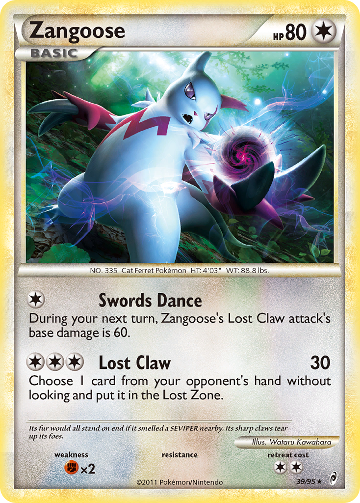 Zangoose (39/95) [HeartGold & SoulSilver: Call of Legends] | Jomio and Rueliete's Cards and Comics