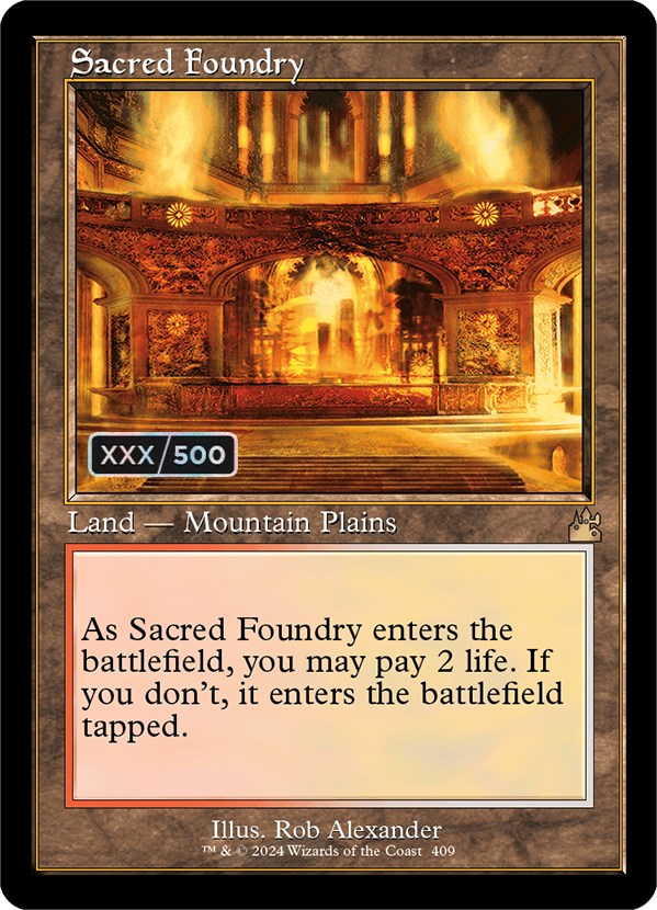 Sacred Foundry (Retro) (Serialized) [Ravnica Remastered] | Jomio and Rueliete's Cards and Comics