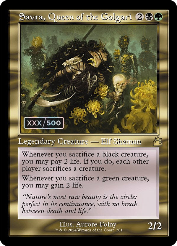 Savra, Queen of the Golgari (Retro) (Serialized) [Ravnica Remastered] | Jomio and Rueliete's Cards and Comics