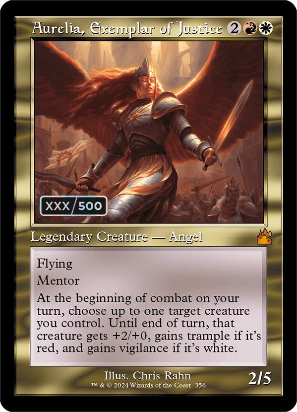 Aurelia, Exemplar of Justice (Retro) (Serialized) [Ravnica Remastered] | Jomio and Rueliete's Cards and Comics