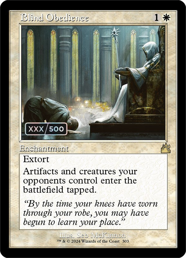 Blind Obedience (Retro) (Serialized) [Ravnica Remastered] | Jomio and Rueliete's Cards and Comics