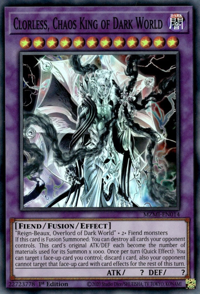 Clorless, Chaos King of Dark World [MZMI-EN014] Super Rare | Jomio and Rueliete's Cards and Comics