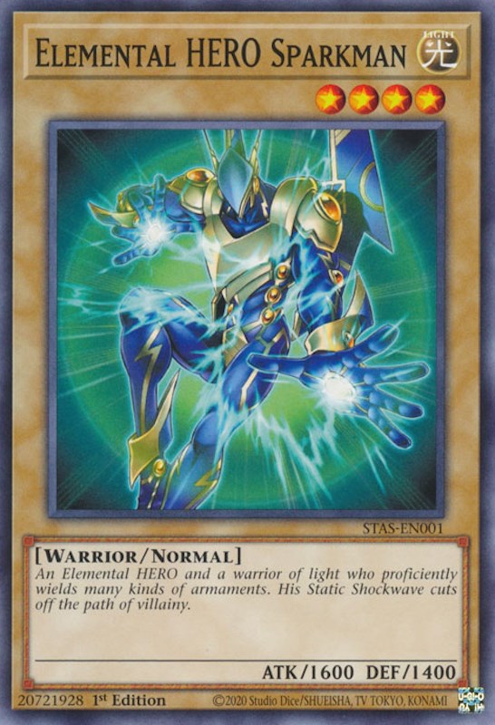Elemental HERO Sparkman [STAS-EN001] Common | Jomio and Rueliete's Cards and Comics