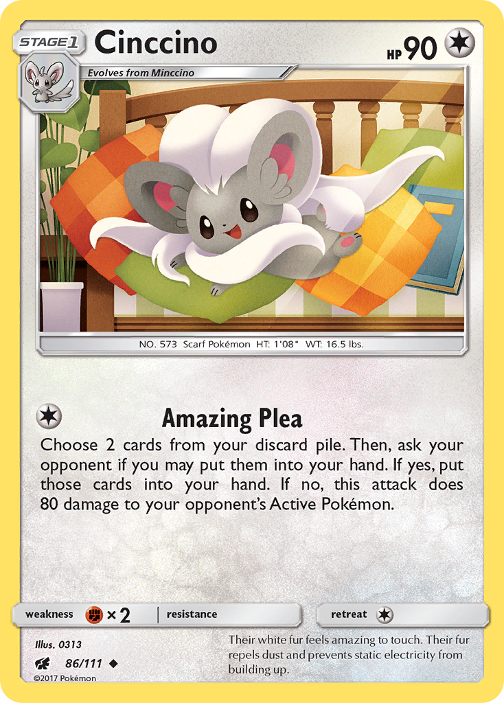 Cinccino (86/111) [Sun & Moon: Crimson Invasion] | Jomio and Rueliete's Cards and Comics