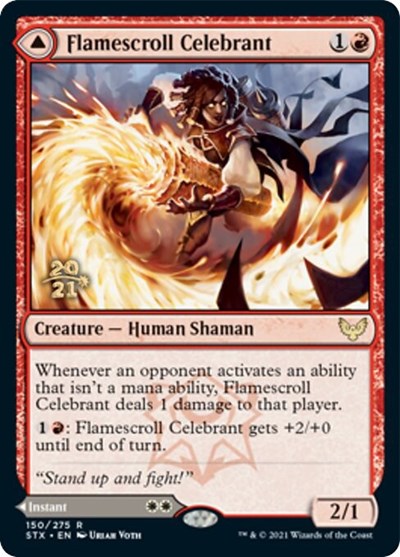 Flamescroll Celebrant // Revel in Silence [Strixhaven: School of Mages Prerelease Promos] | Jomio and Rueliete's Cards and Comics